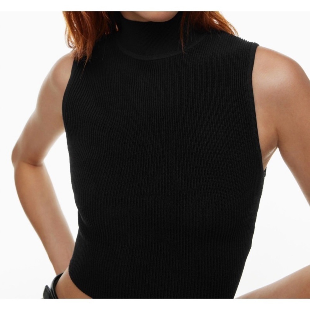 ARITZIA BABATON Sculpt Knit Mockneck Tank in Black